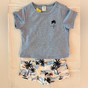 Blue Palm Tree Kids Summer Set